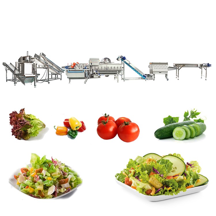 Salad Processing Line Vegetable And Fruit Cutting Washing Dewatering Machine